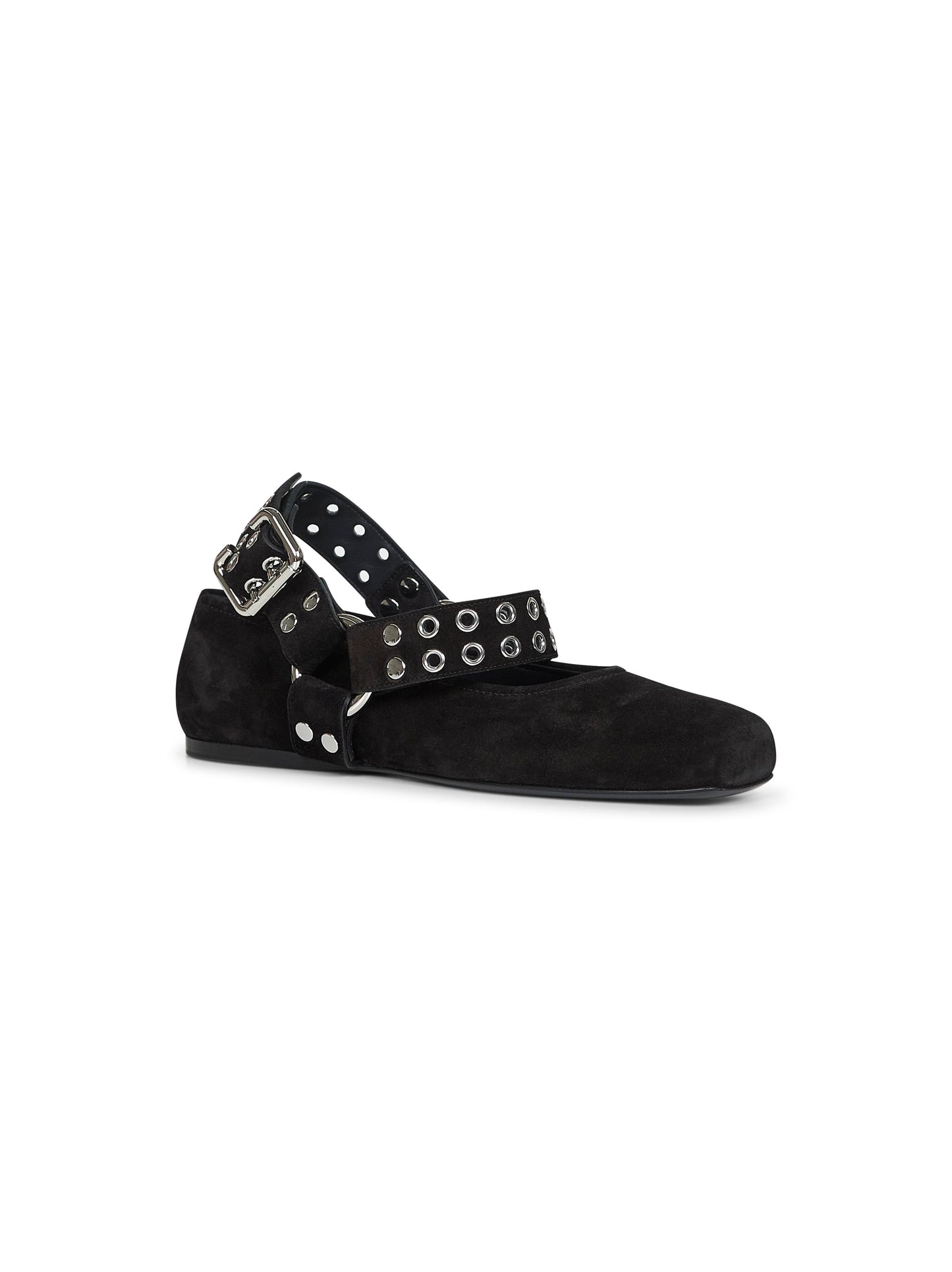 Black suede Flat Biker ballet flats