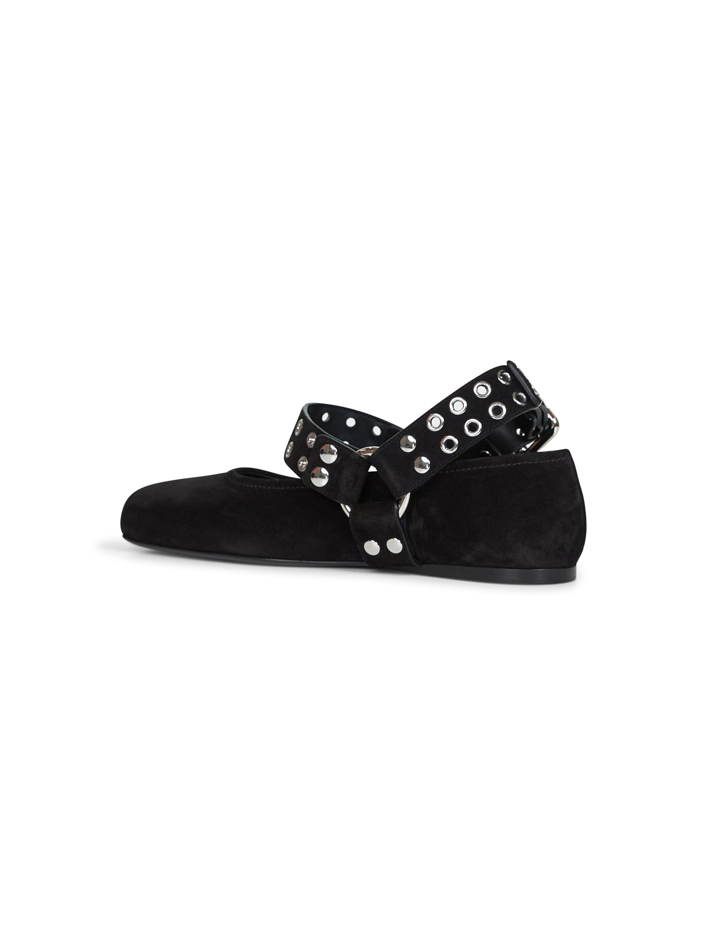 Black suede Flat Biker ballet flats