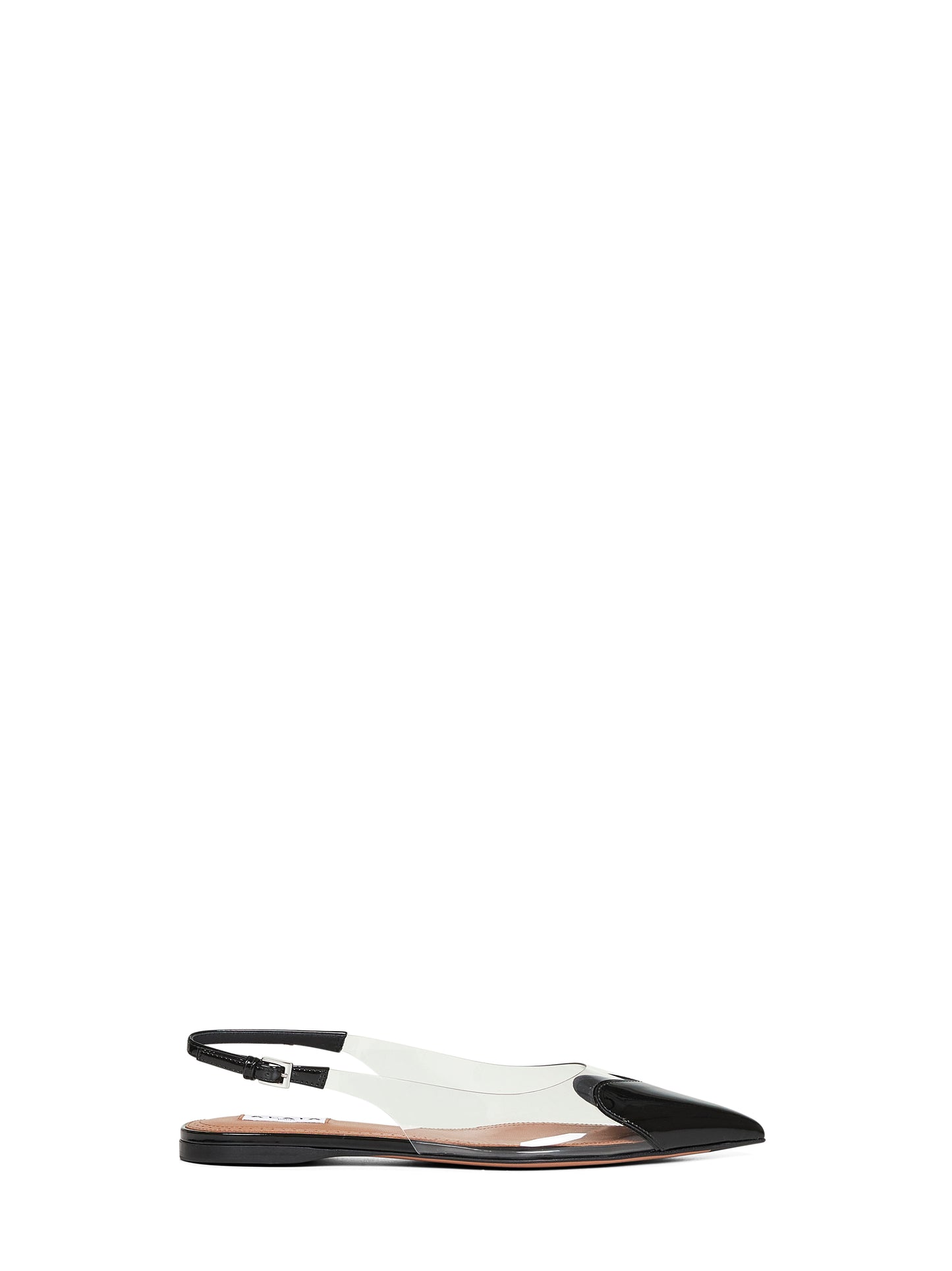 Slingback flat Le Cœur in PVC e vernice nero