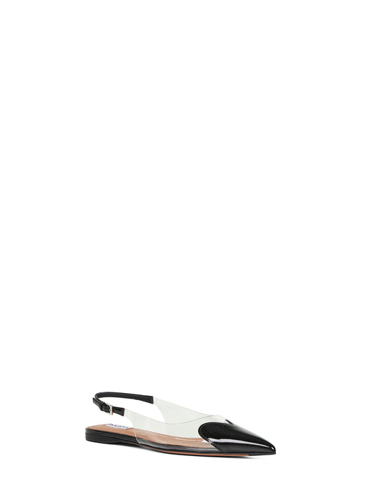 Black PVC and patent leather Le Cœur flat slingback