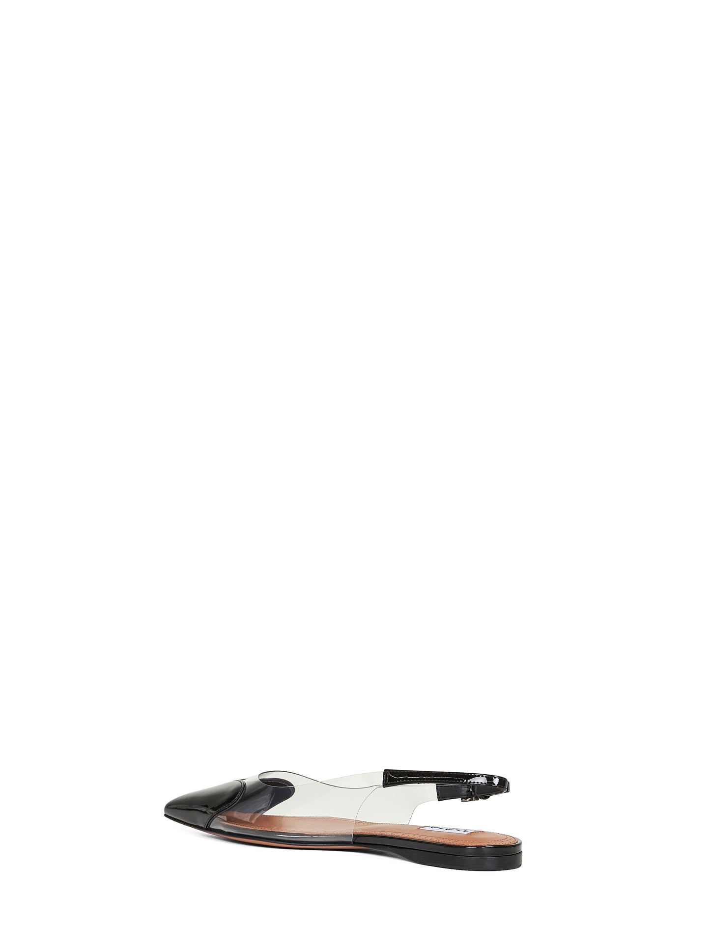 Slingback flat Le Cœur in PVC e vernice nero
