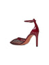 Burgundy mesh heeled pumps