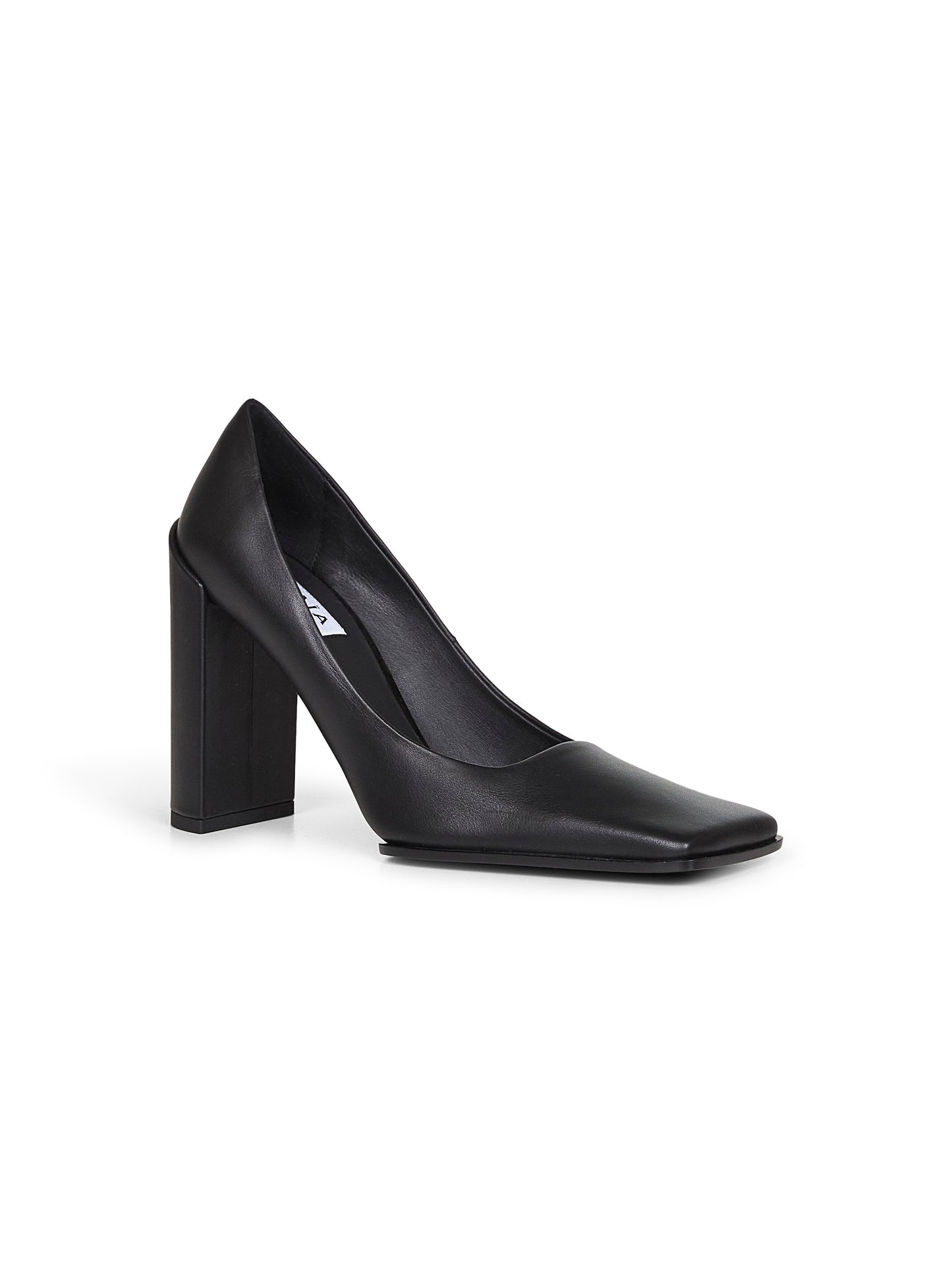 Décolleté Square in pelle nera