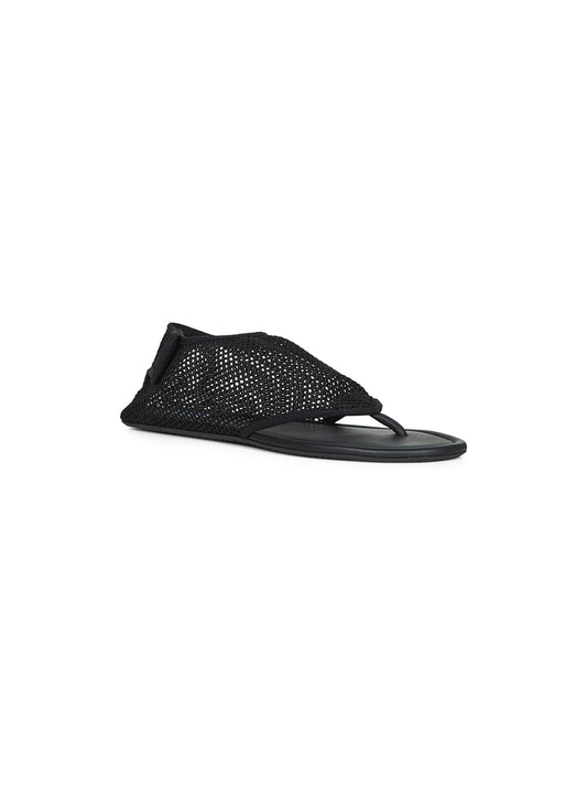 Black fishnet fabric thing sandals