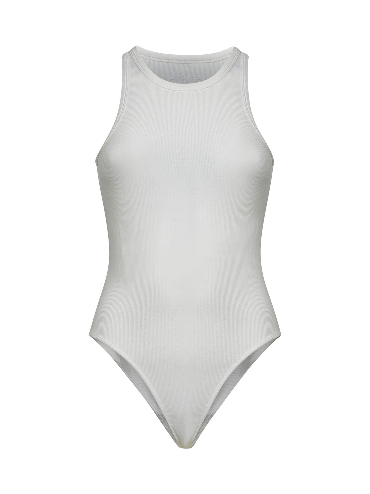 White ribbed knit tank bodysuit