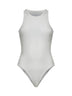 White ribbed knit tank bodysuit