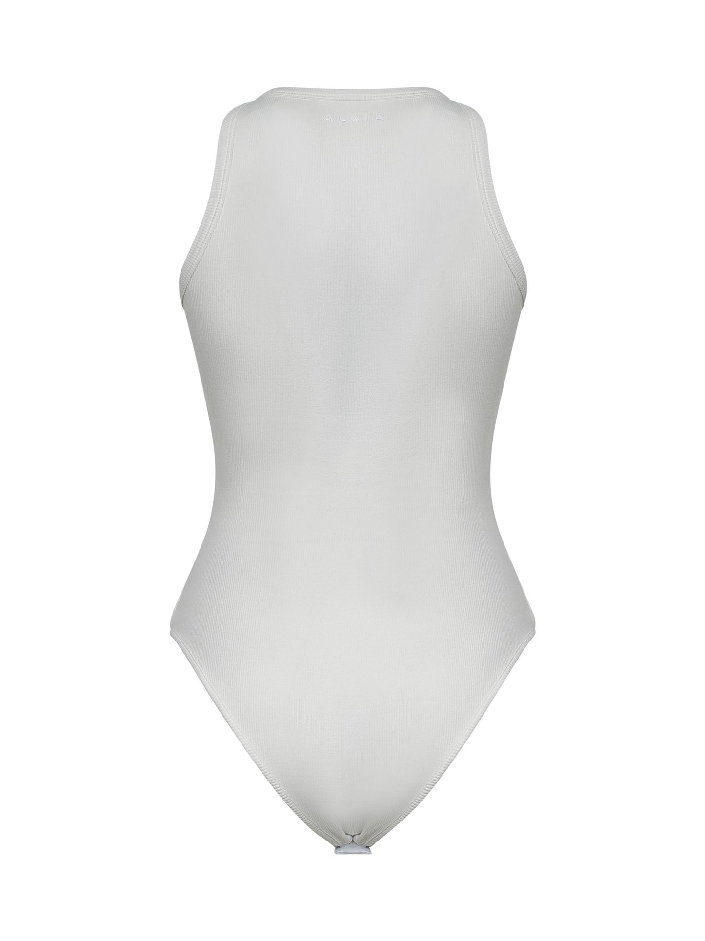 White ribbed knit tank bodysuit