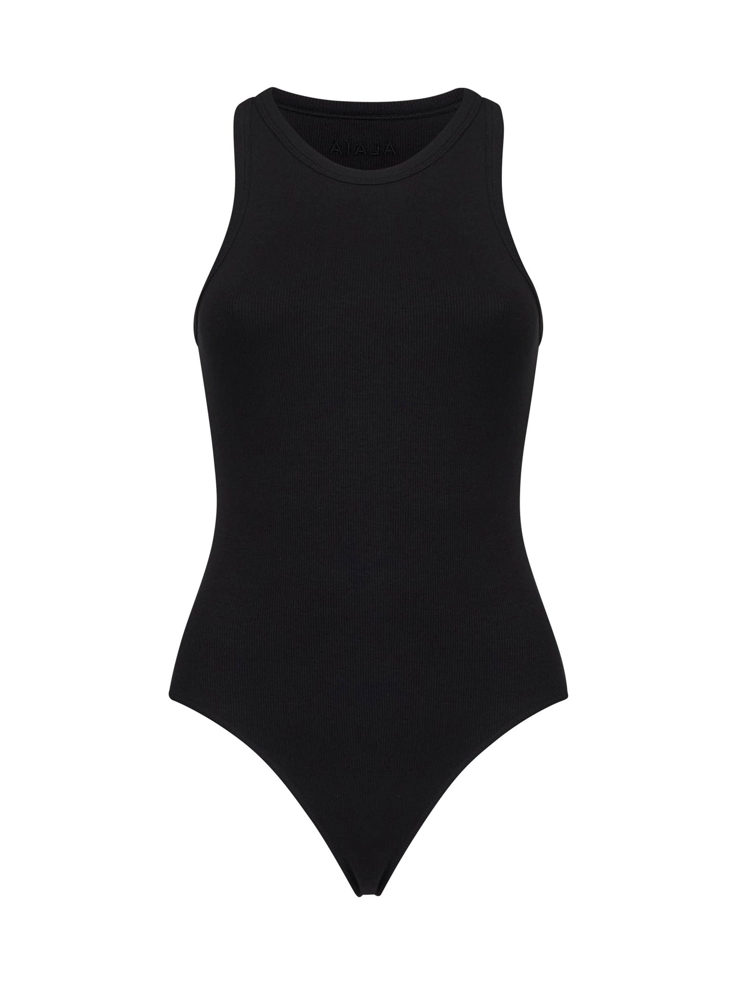 Black ribbed knit tank bodysuit