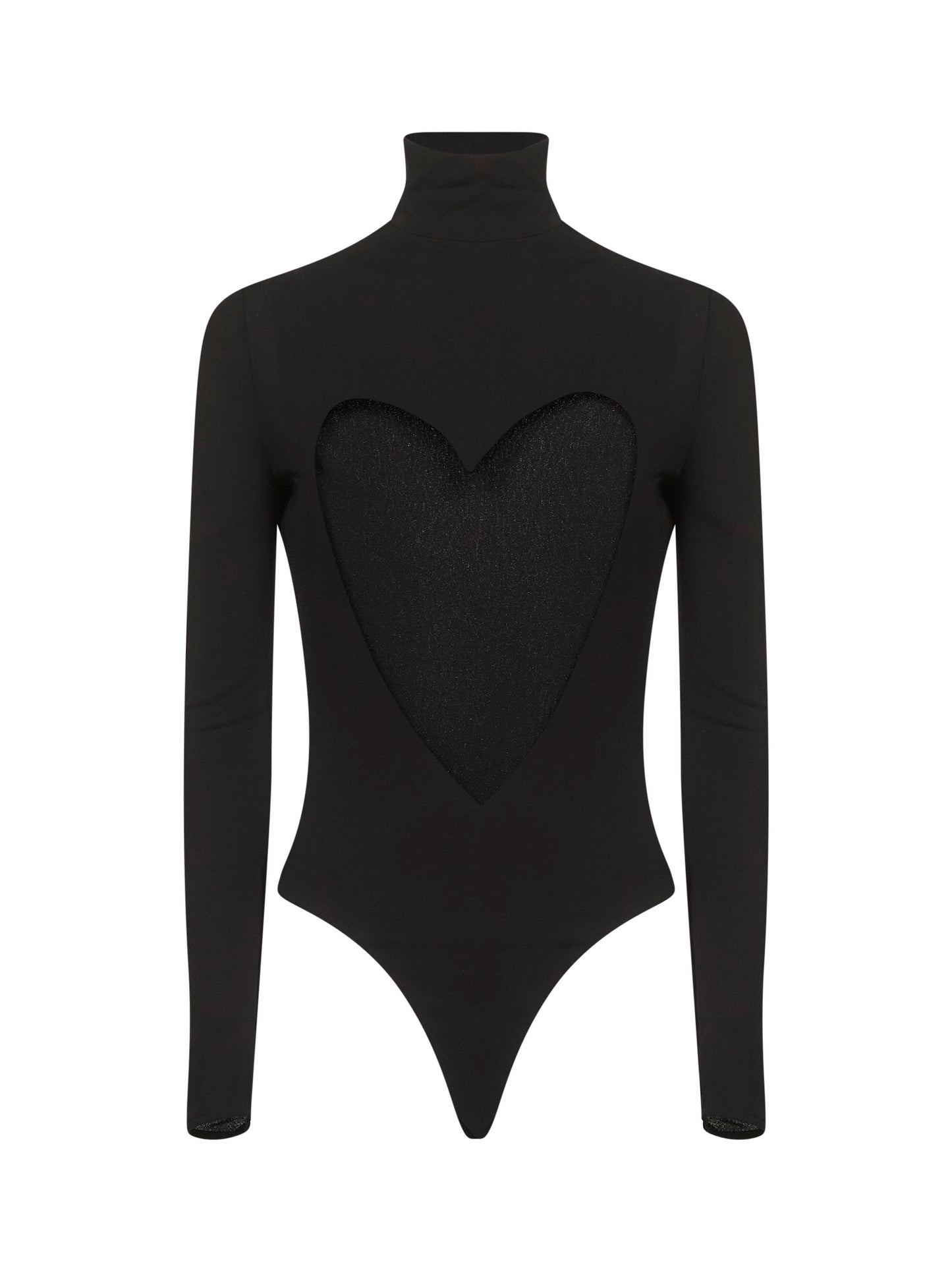 Black fluid jersey heart bodysuit