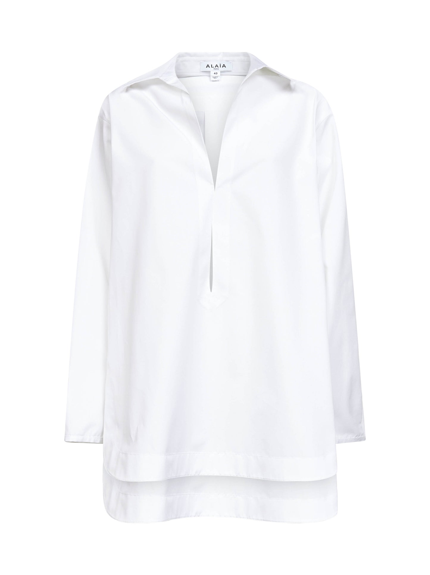 White cotton poplin tunic mini dress