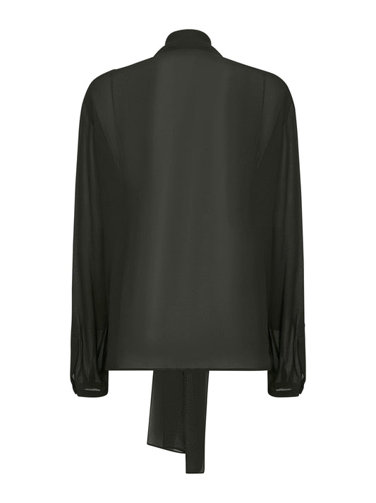 Green crepe georgette scarf blouse