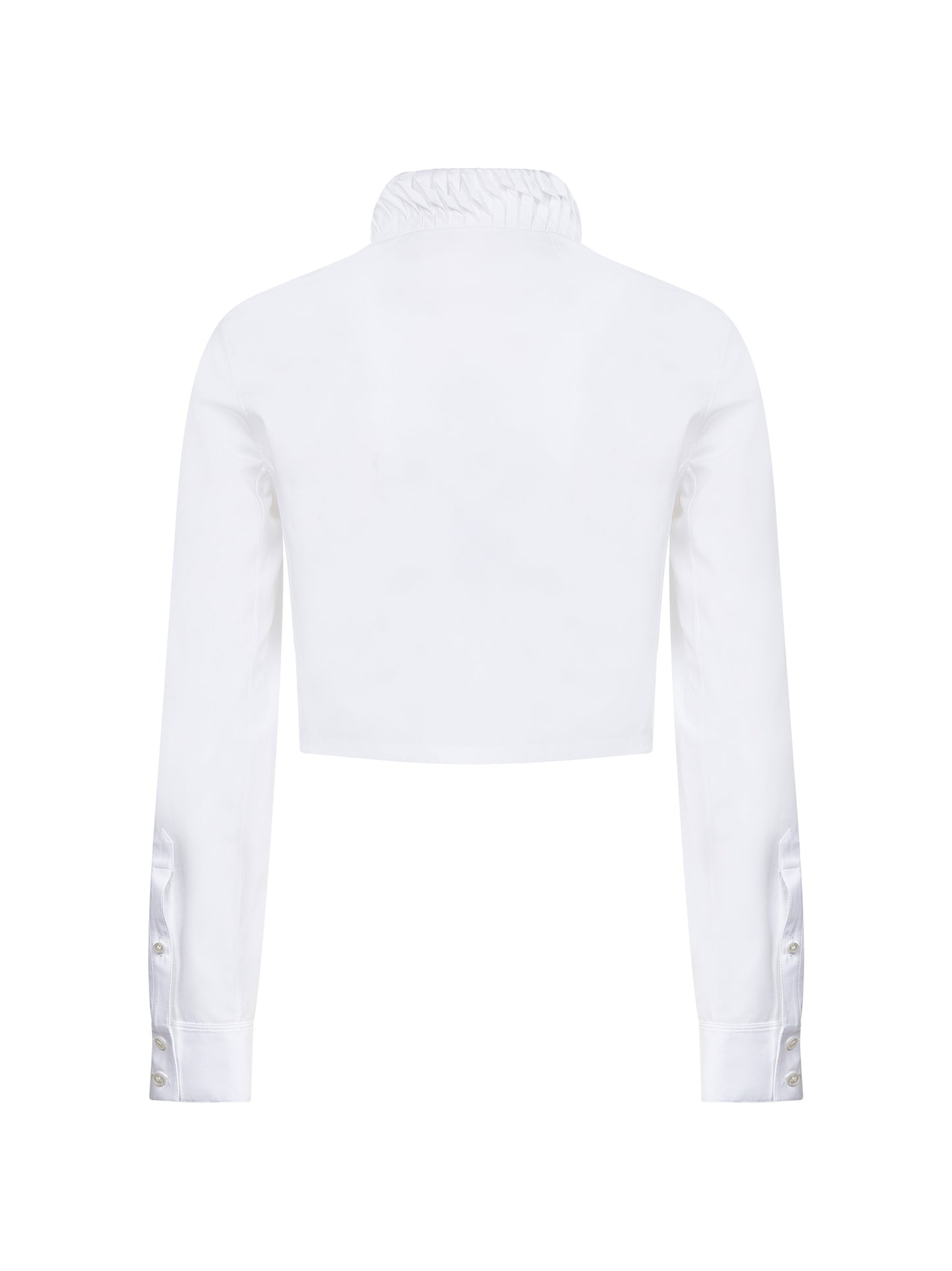 Blusa cropped in popeline di cotone bianco