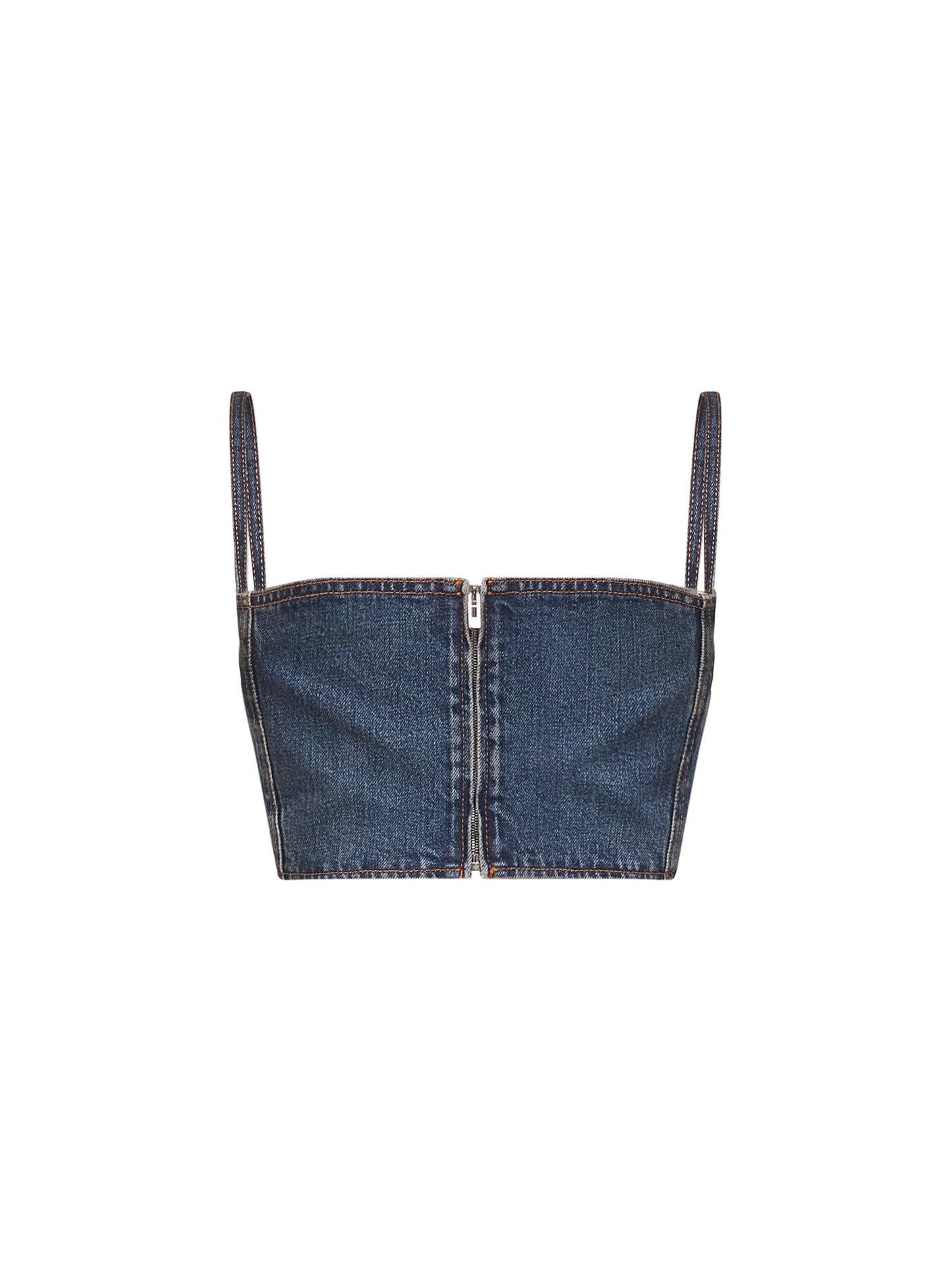 Blue snow denim bandeau bustier top