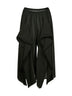 Green crêpe georgette ruffle trousers