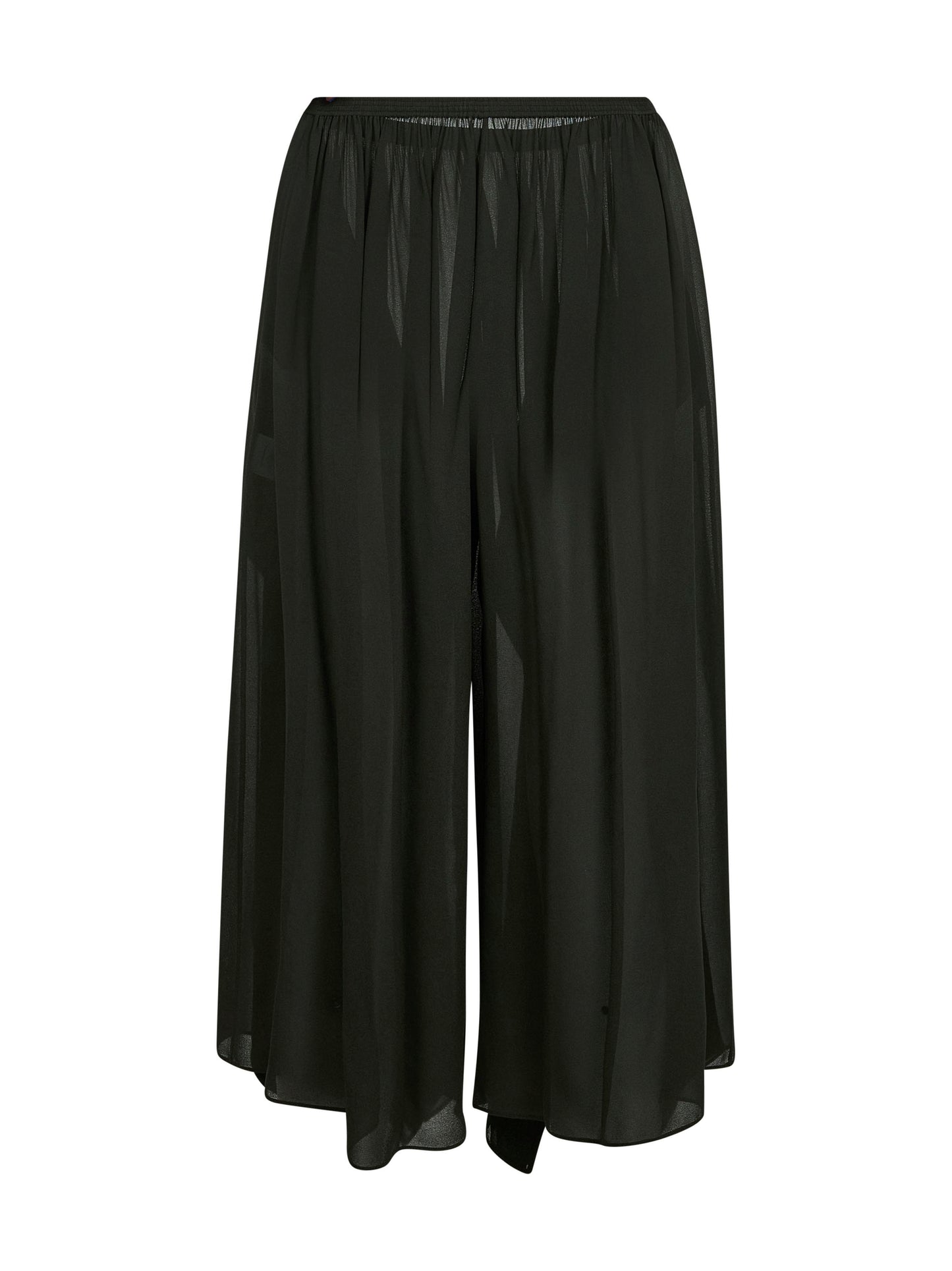 Green crêpe georgette ruffle trousers