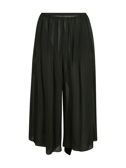 Green crêpe georgette ruffle trousers