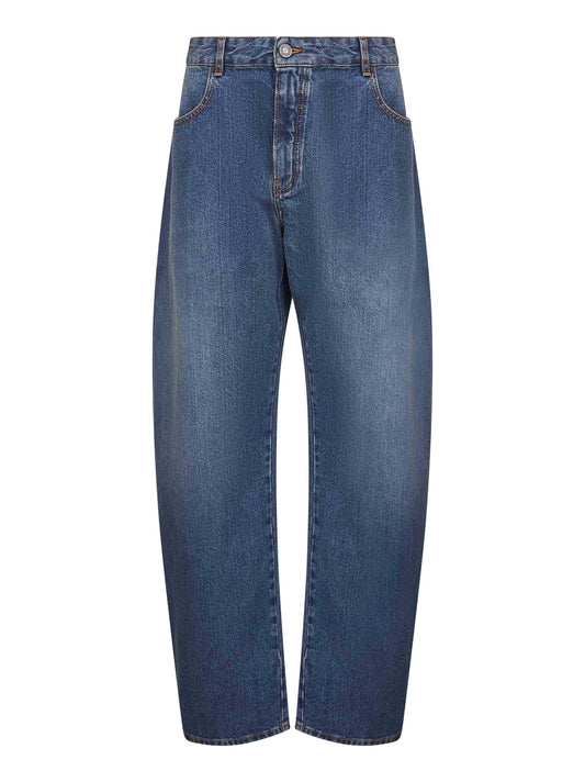 Blue deep stone denim round jeans