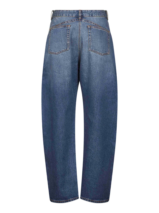 Blue deep stone denim round jeans