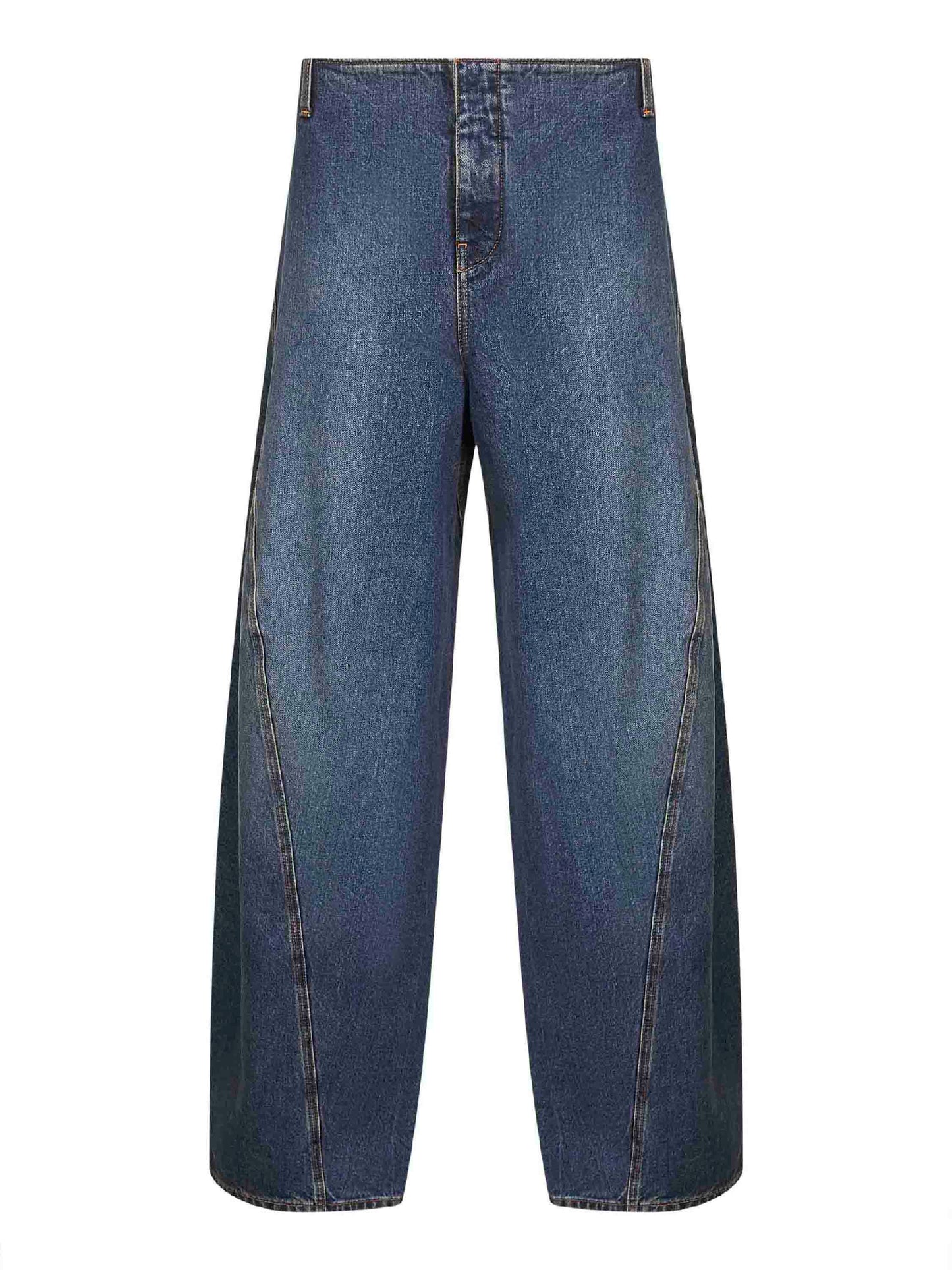 Jeans cargo in denim blu<BR/>