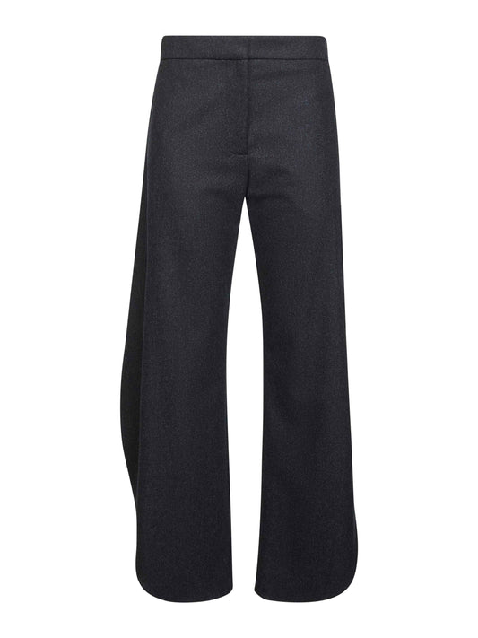 Grey wool flannel petal trousers