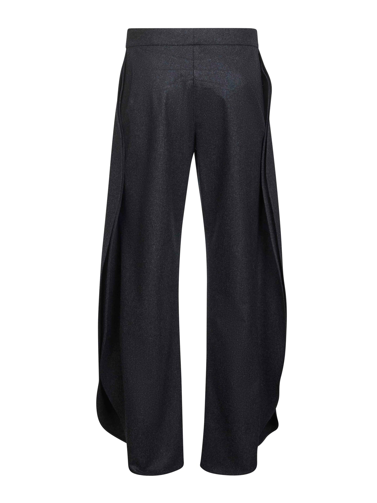 Grey wool flannel petal trousers