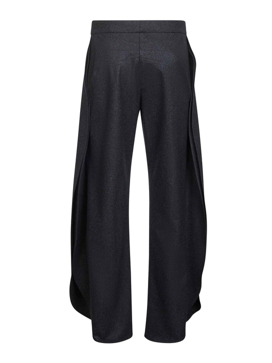 Grey wool flannel petal trousers