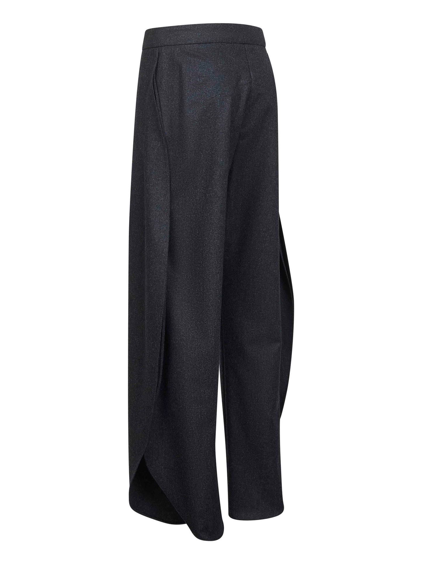 Grey wool flannel petal trousers