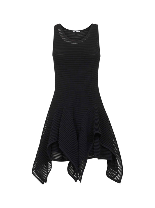 Black knit ruffle mini dress