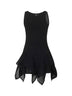 Black knit ruffle mini dress