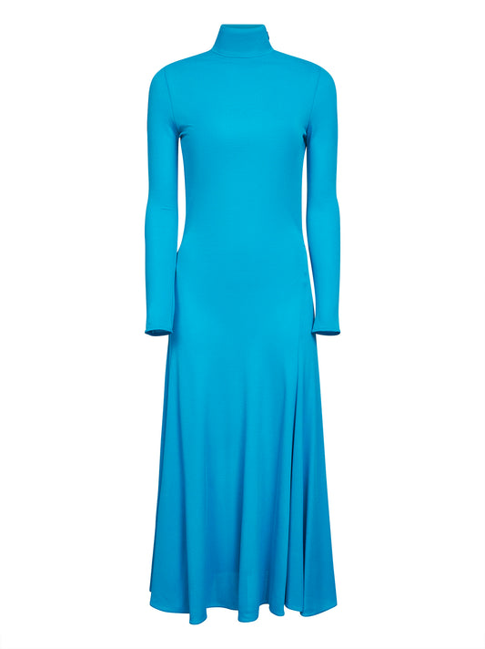 Turquoise fluid jersey hear midi dress