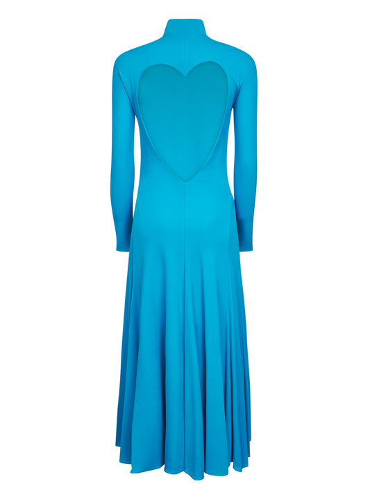 Turquoise fluid jersey hear midi dress