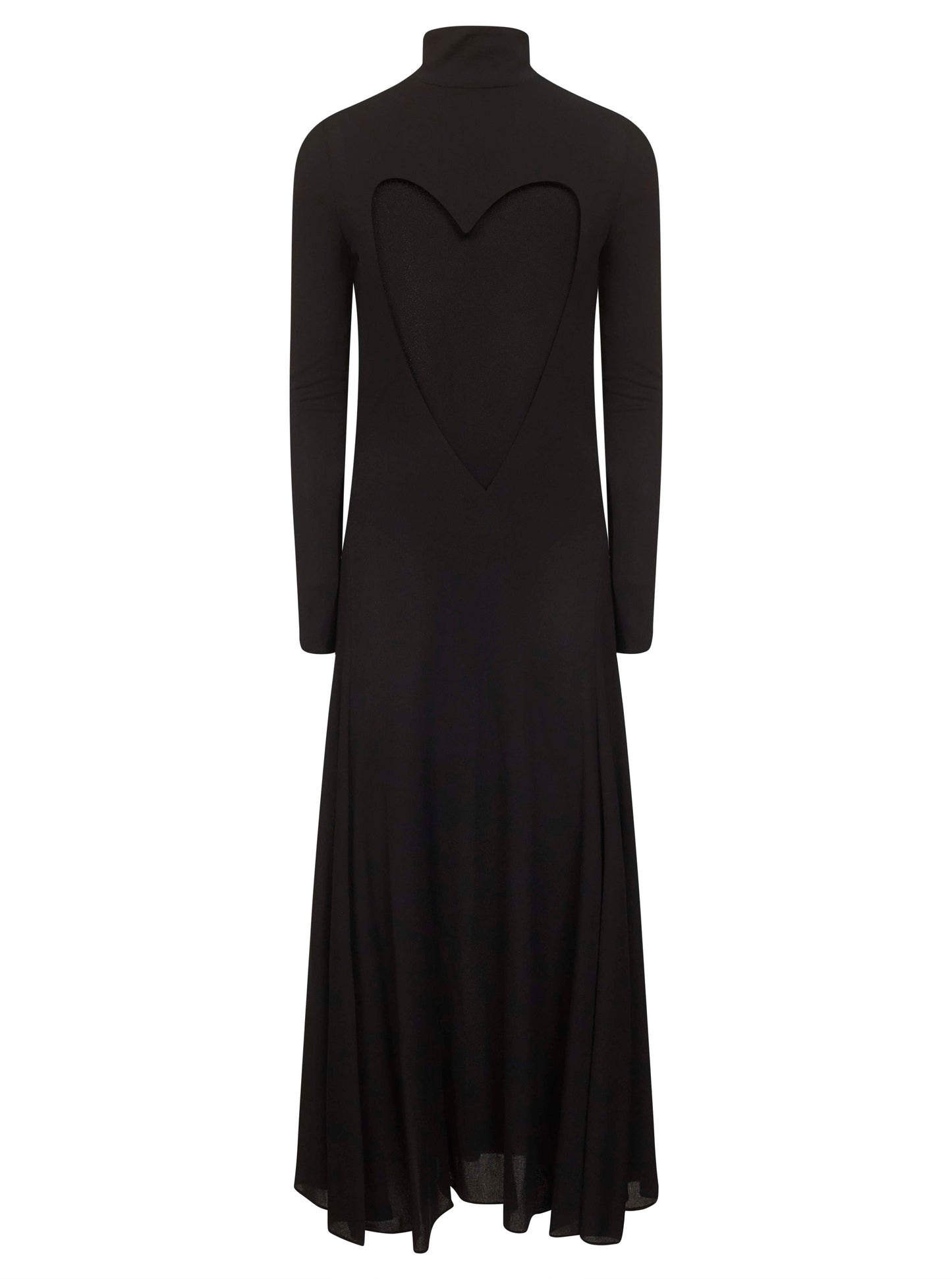 Abito midi con cuore in jersey fluido nero