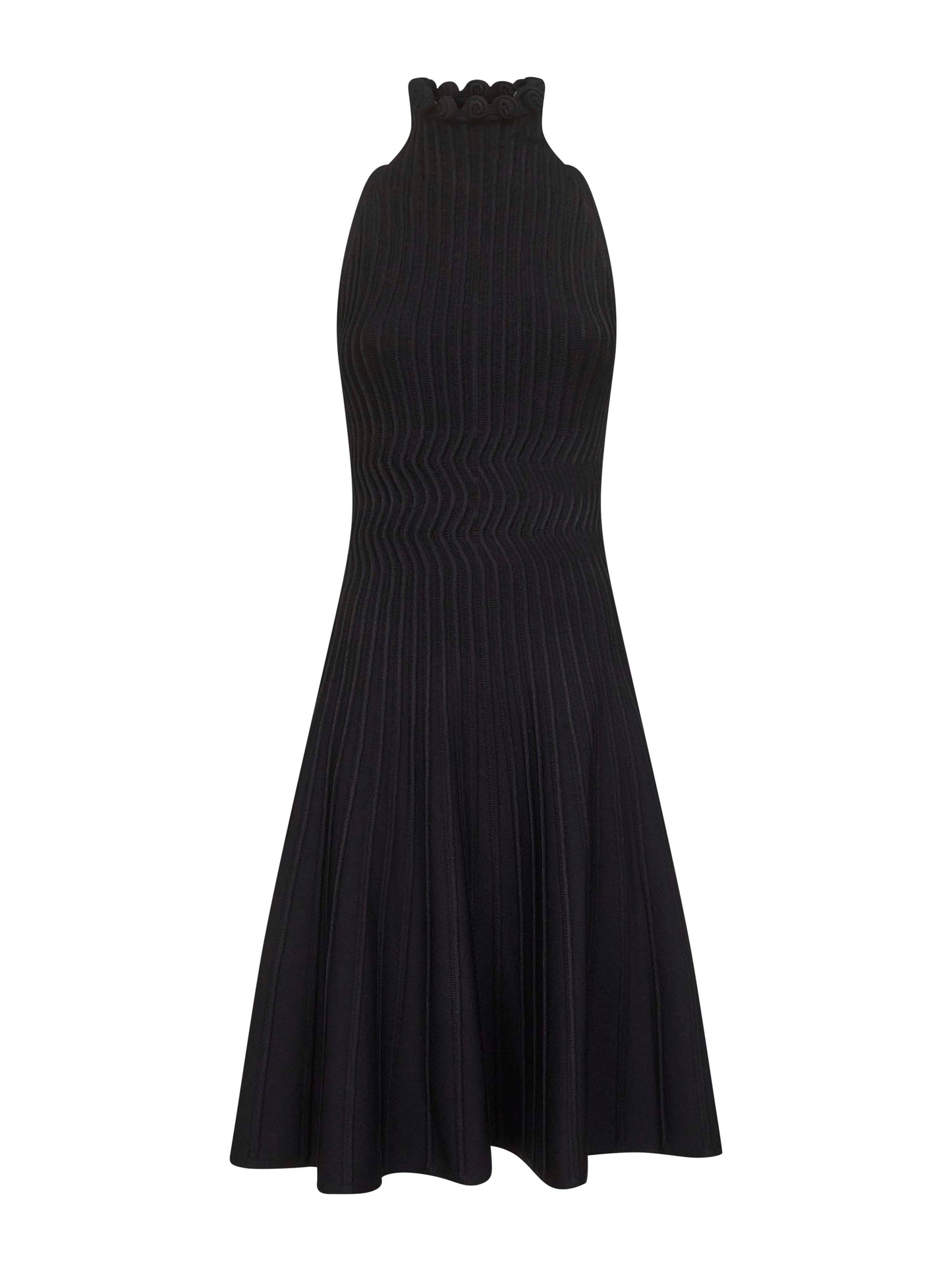 Abito midi in maglia a coste nera