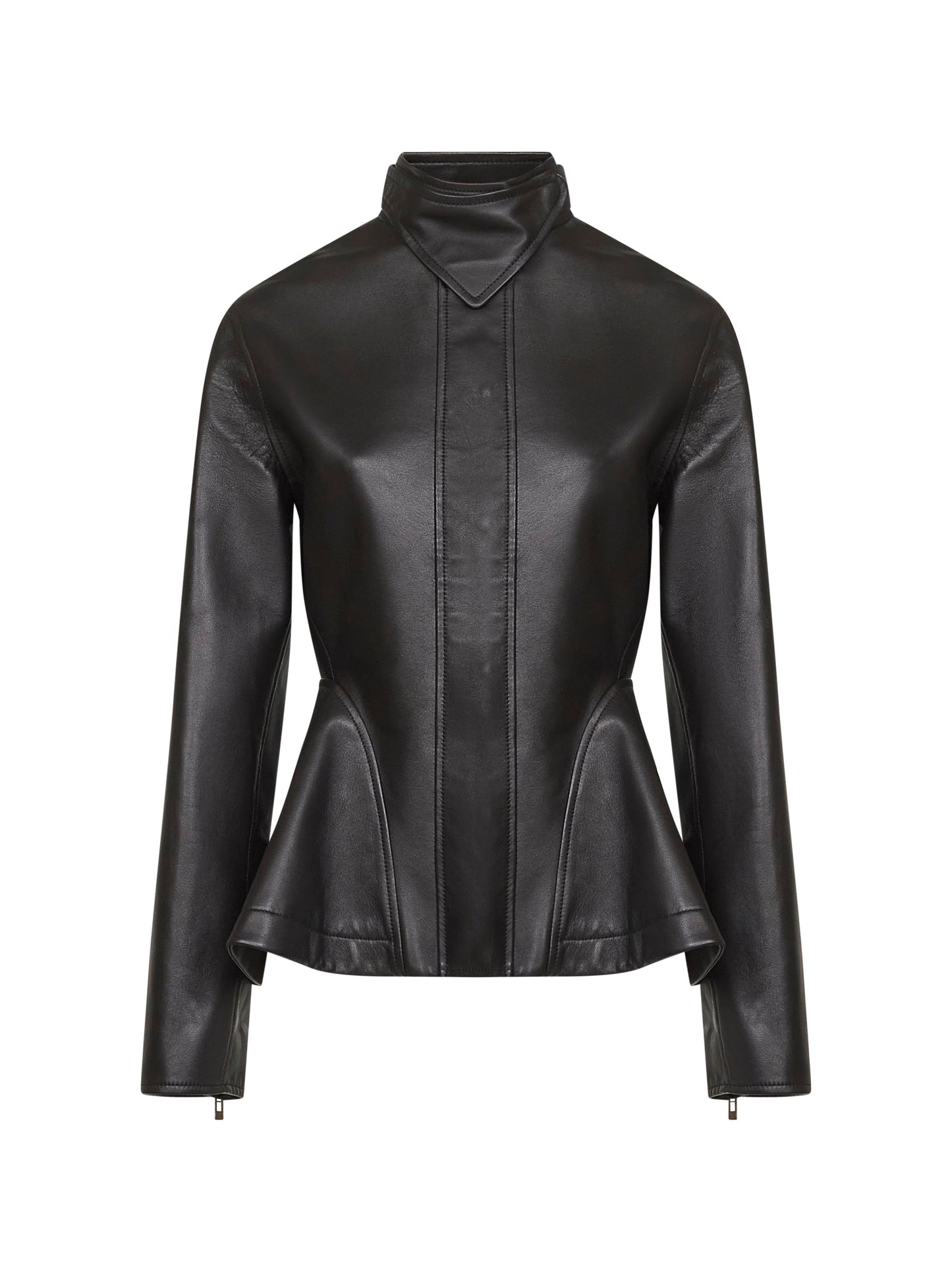 Giacca peplum in pelle di agnello washed nera