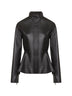 Giacca peplum in pelle di agnello washed nera