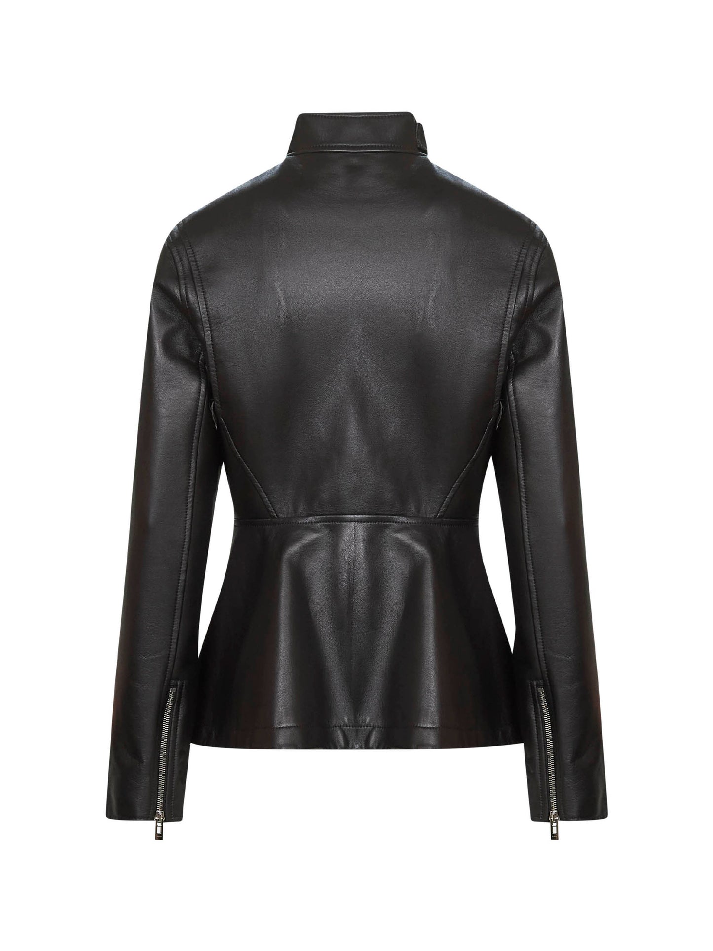 Giacca peplum in pelle di agnello washed nera