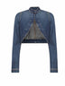 Giacca corta in denim blu<BR/>