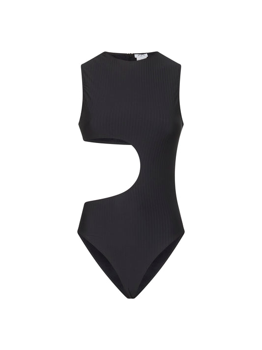 Black one-piece swimsuit with cut-out