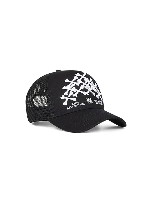 Black Bones Stacked trucker hat