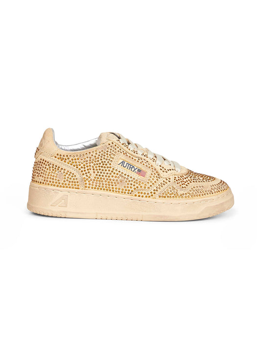 Sneakers Medalist Low in suede con strass giallo