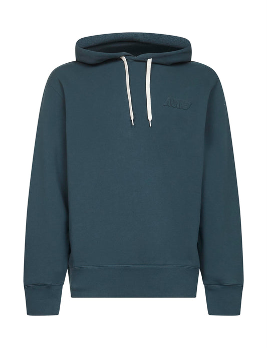 Green cotton logo hoodie