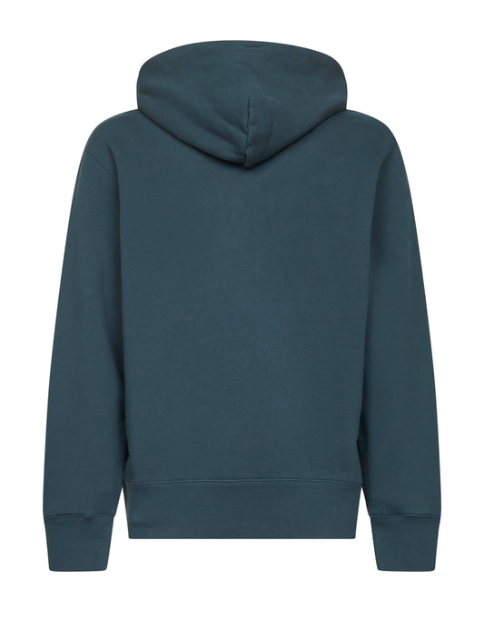 Green cotton logo hoodie