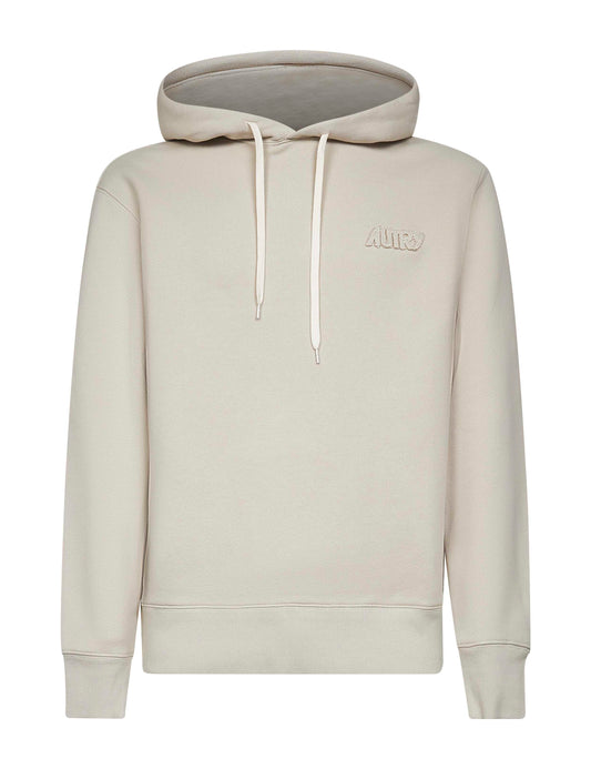 Beige cotton logo hoodie
