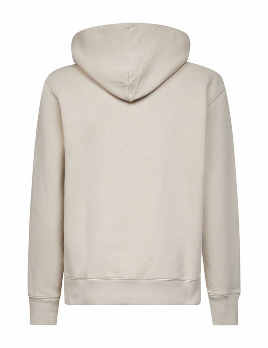 Beige cotton logo hoodie