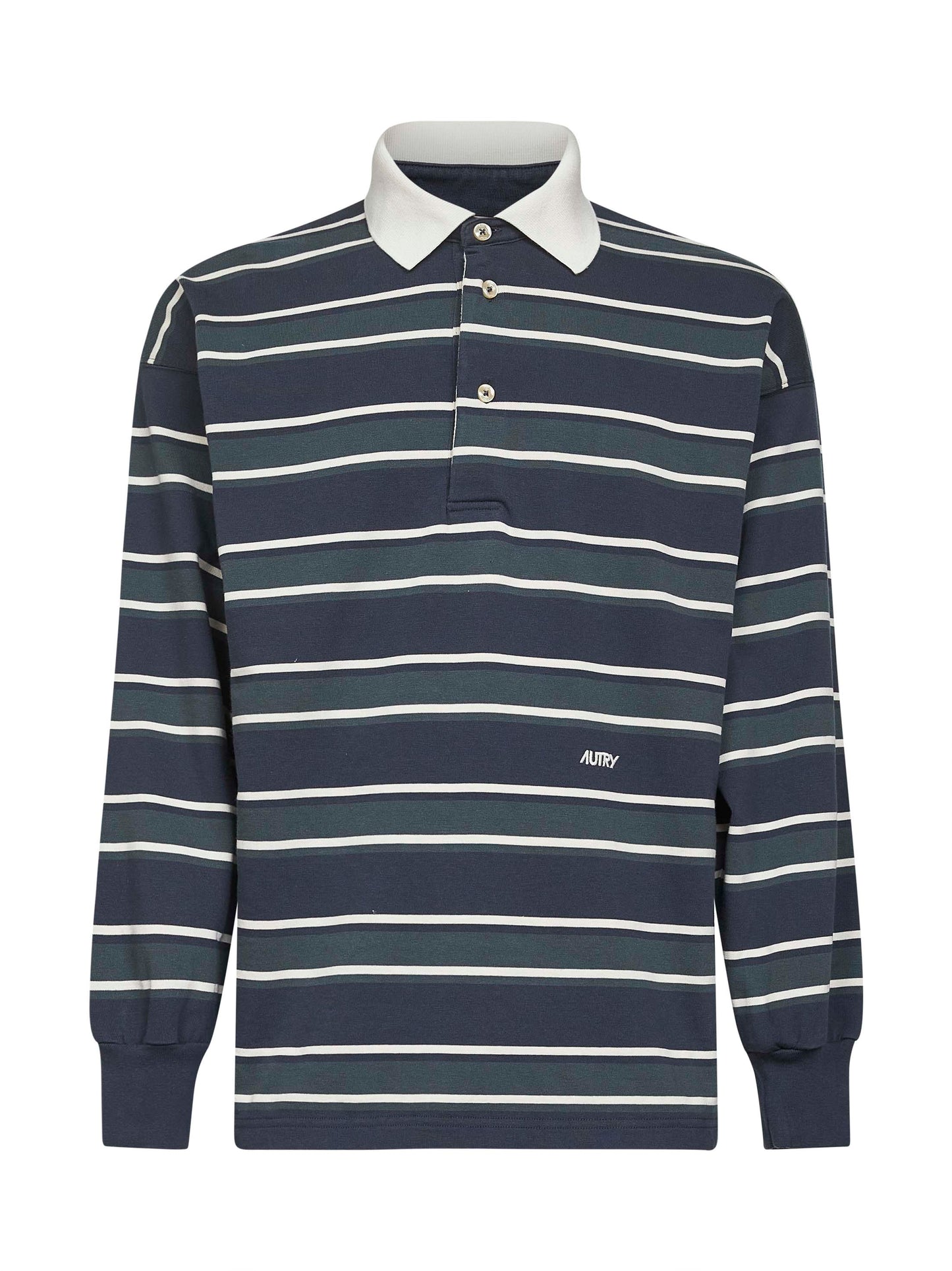 Striped cotton rugby polo shirt