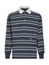 Striped cotton rugby polo shirt
