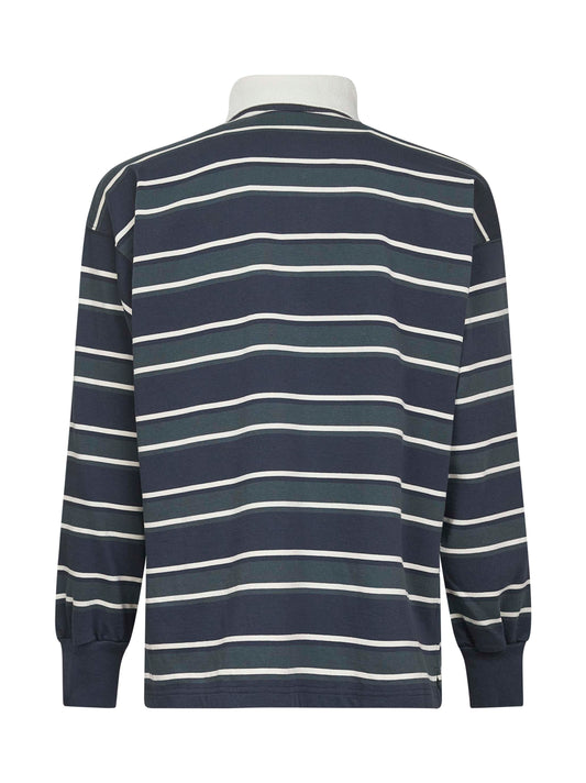 Striped cotton rugby polo shirt