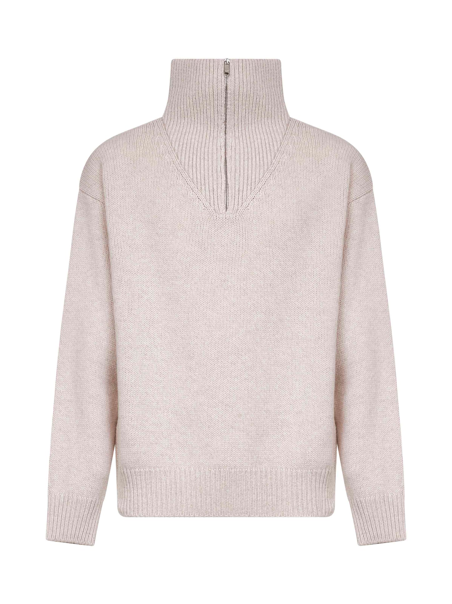 Cream wool blend half-zip sweater
