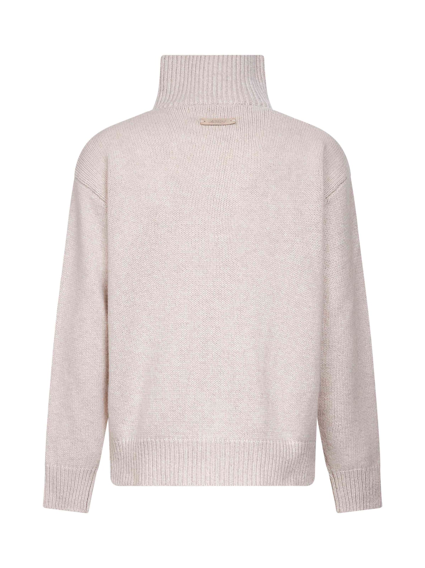 Cream wool blend half-zip sweater