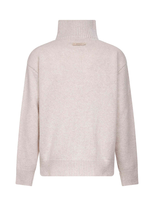 Cream wool blend half-zip sweater
